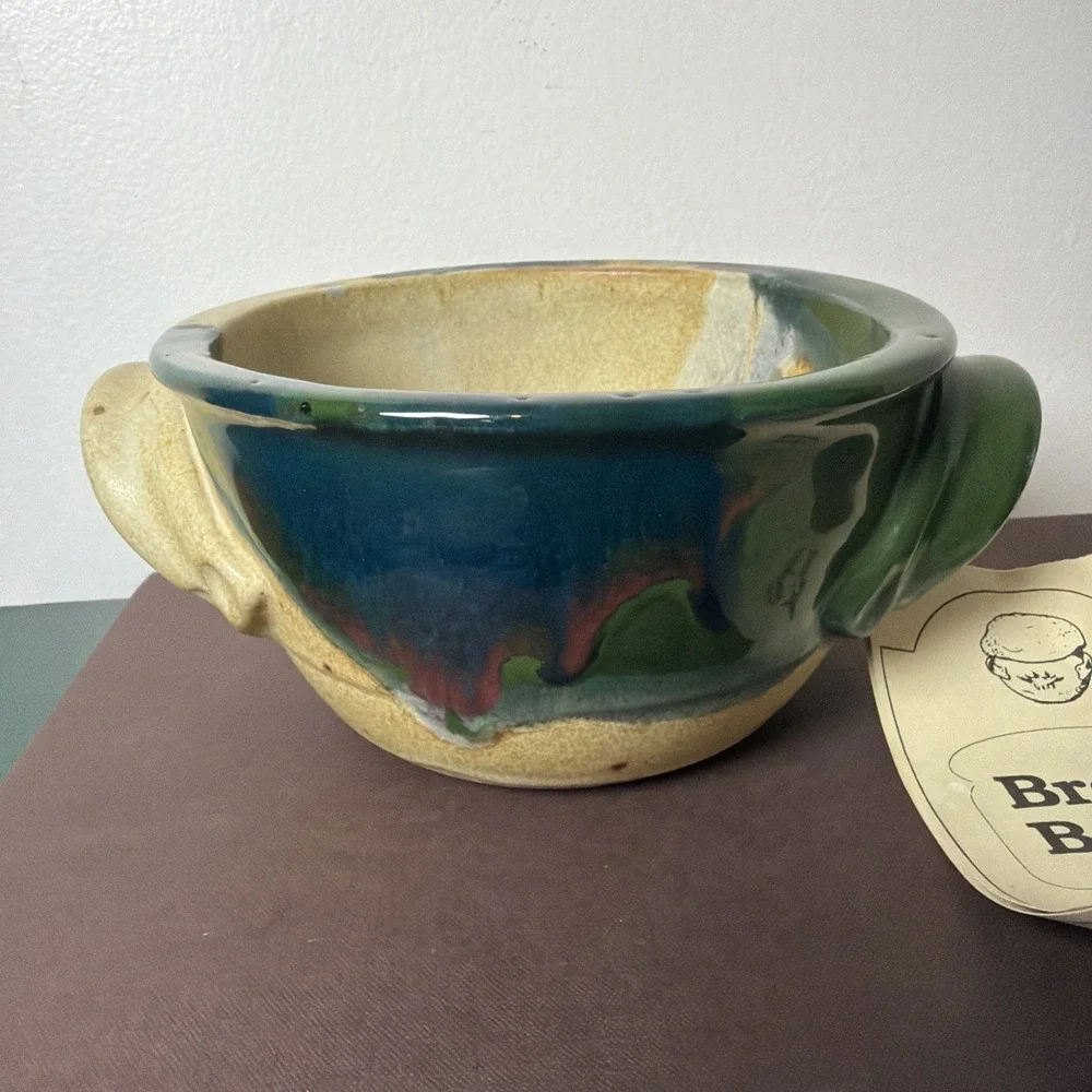 Ayers Pottery Stoneware Bread Baker USA Multicolor Glaze Sourdough Baking Needs